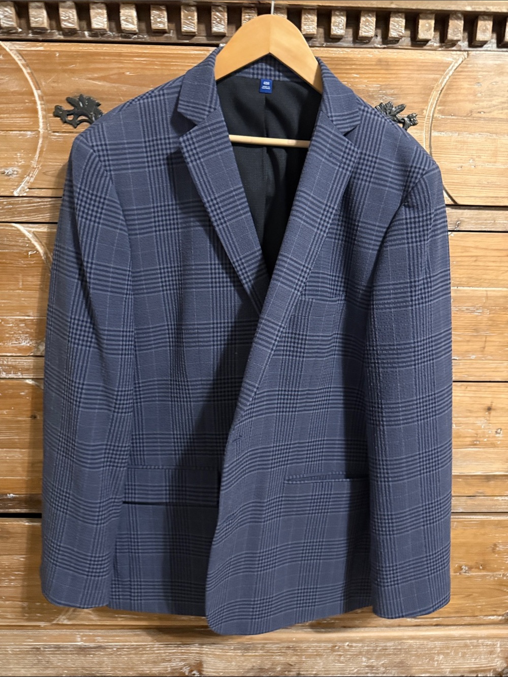 Apt. 9 Navy Gray Plaid Sport Coat